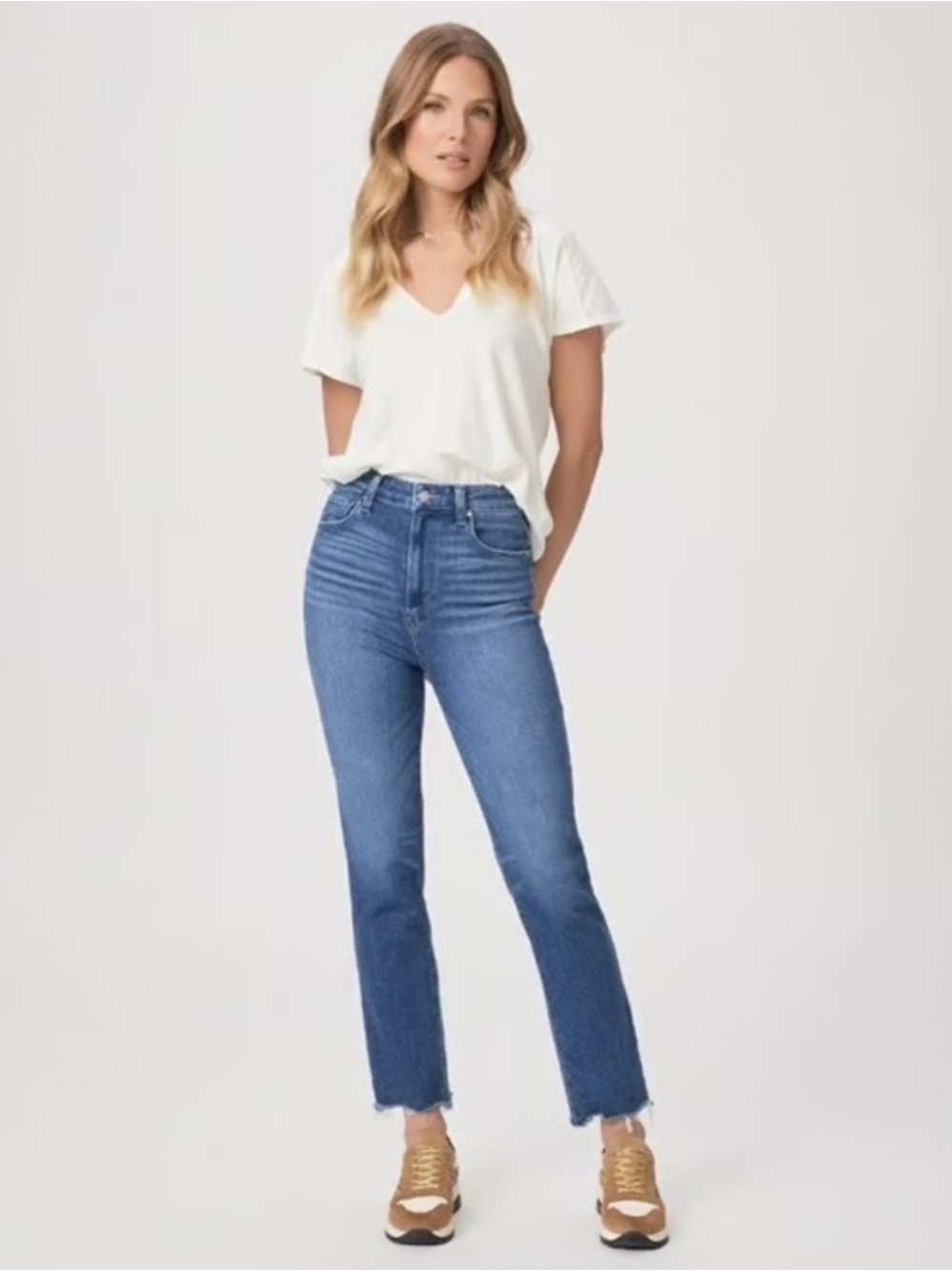 Paige Cindy straight leg jeans raw hem size 26